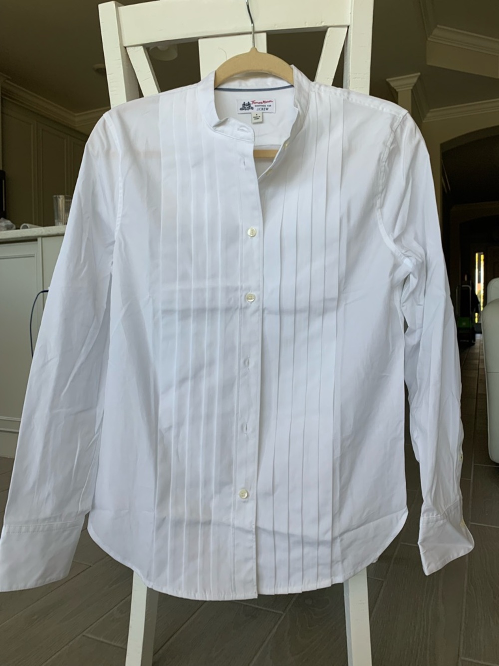 ladies J. Crew mandarin tuxedo button down shirt